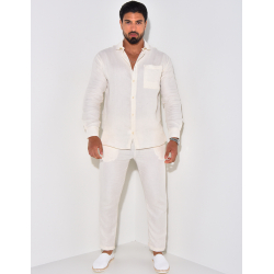 Ensemble pantalon et chemise manches longues en coton