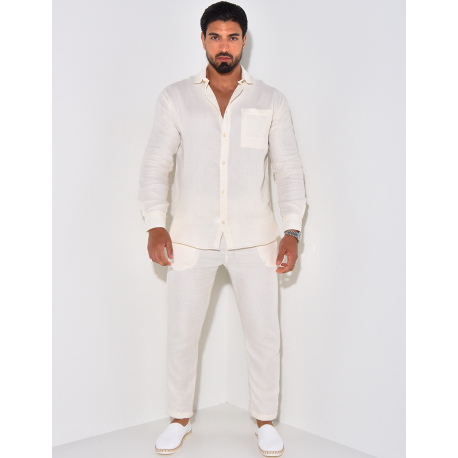 Ensemble pantalon et chemise manches longues en coton