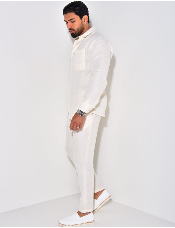 Ensemble pantalon et chemise manches longues en coton