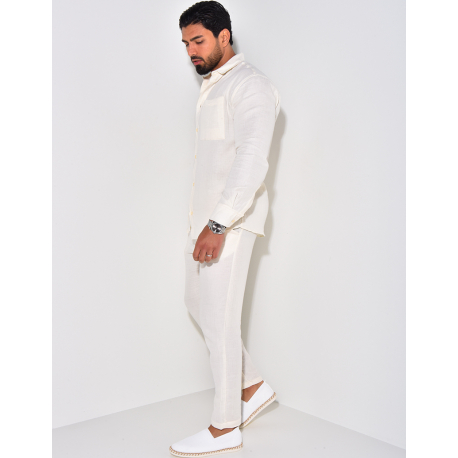 Ensemble pantalon et chemise manches longues en coton