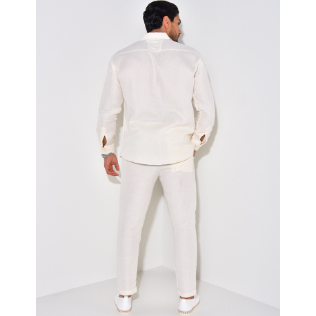 Ensemble pantalon et chemise manches longues en coton