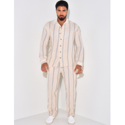 Ensemble pantalon et chemise manches longues à rayures Ensemble pantalon et chemise manches longues à rayures