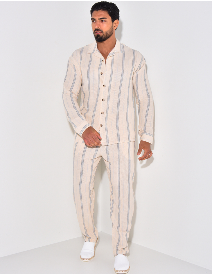 Ensemble pantalon et chemise manches longues à rayures Ensemble pantalon et chemise manches longues à rayures