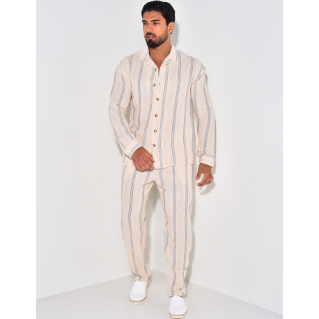 Ensemble pantalon et chemise manches longues à rayures Ensemble pantalon et chemise manches longues à rayures