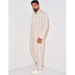 Ensemble pantalon et chemise manches longues à rayures Ensemble pantalon et chemise manches longues à rayures