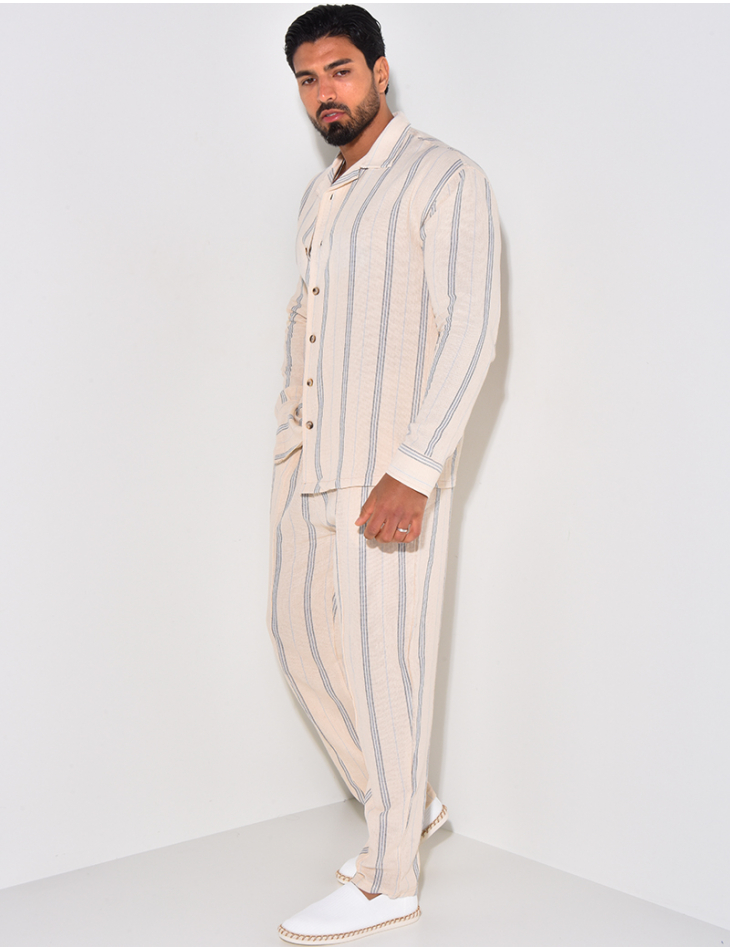 Ensemble pantalon et chemise manches longues à rayures Ensemble pantalon et chemise manches longues à rayures