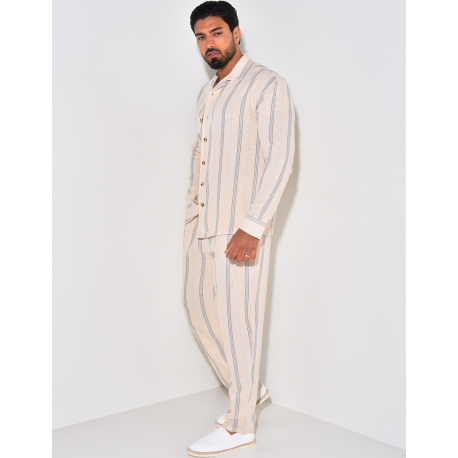 Ensemble pantalon et chemise manches longues à rayures Ensemble pantalon et chemise manches longues à rayures