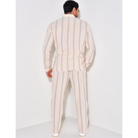 Ensemble pantalon et chemise manches longues à rayures Ensemble pantalon et chemise manches longues à rayures