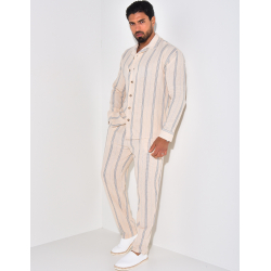 Ensemble pantalon et chemise manches longues à rayures Ensemble pantalon et chemise manches longues à rayures