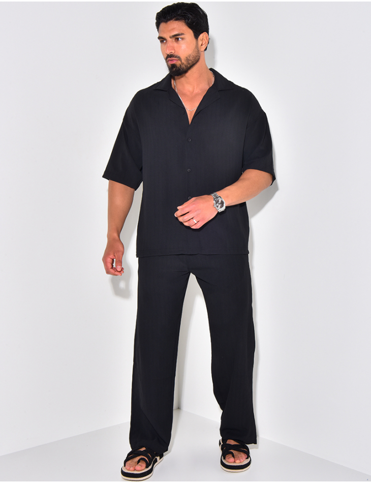 Ensemble fluide à rayures pantalon et chemise Ensemble fluide à rayures pantalon et chemise