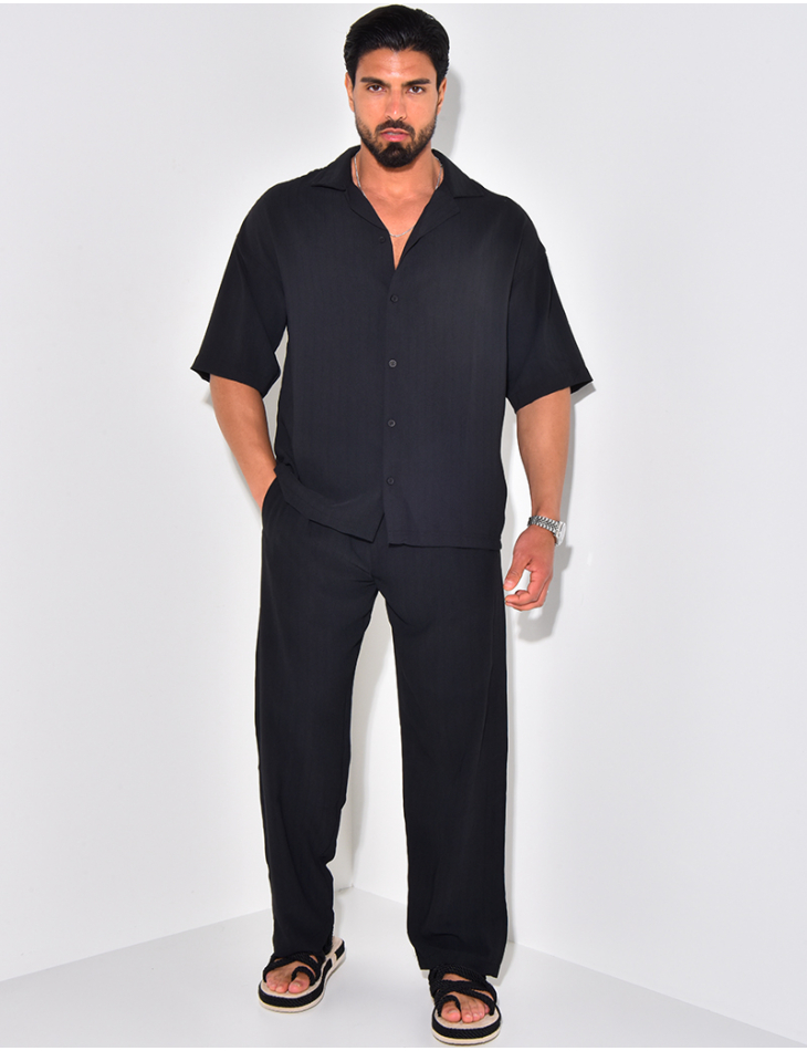 Ensemble fluide à rayures pantalon et chemise Ensemble fluide à rayures pantalon et chemise