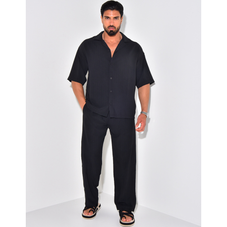 Ensemble fluide à rayures pantalon et chemise Ensemble fluide à rayures pantalon et chemise