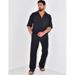 Ensemble fluide à rayures pantalon et chemise Ensemble fluide à rayures pantalon et chemise