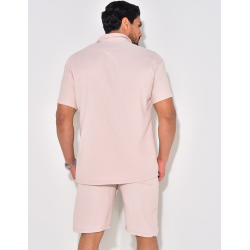 Ensemble chemise à manches courte et short effet côtelé