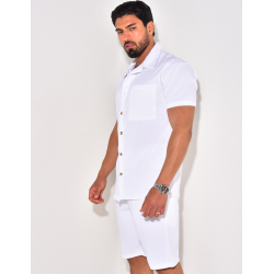 Ensemble chemise à manches courte et short effet côtelé Ensemble chemise à manches courte et short effet côtelé