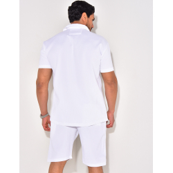 Ensemble chemise à manches courte et short effet côtelé Ensemble chemise à manches courte et short effet côtelé