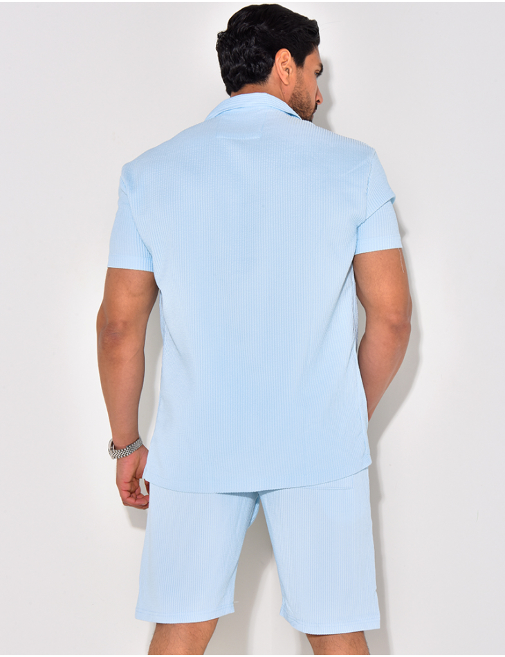 Ensemble chemise à manches courtes et short effet côtelé Ensemble chemise à manches courtes et short effet côtelé