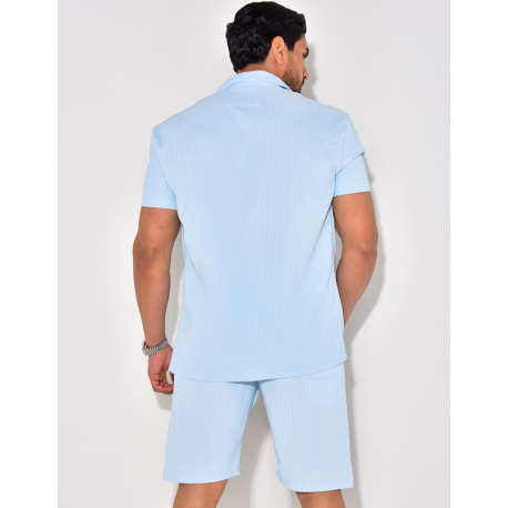 Ensemble chemise à manches courtes et short effet côtelé Ensemble chemise à manches courtes et short effet côtelé