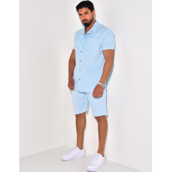 Ensemble chemise à manches courtes et short effet côtelé Ensemble chemise à manches courtes et short effet côtelé