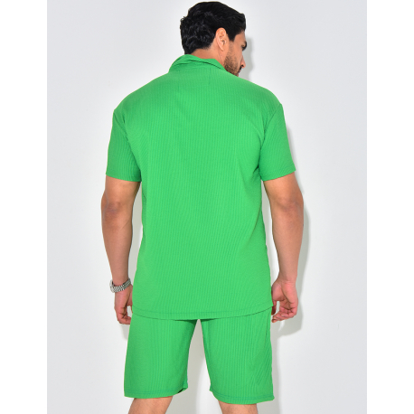 Ensemble chemise à manches courte et short effet côtelé Ensemble chemise à manches courte et short effet côtelé