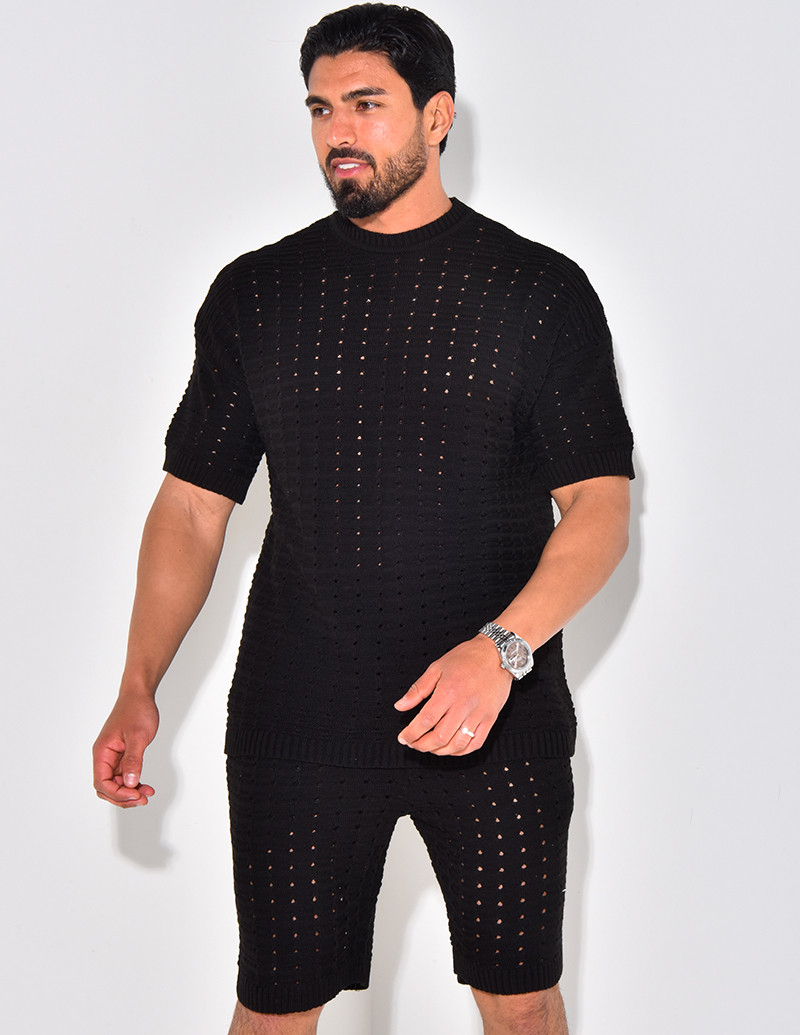 Ensemble short et t-shirt ajouré