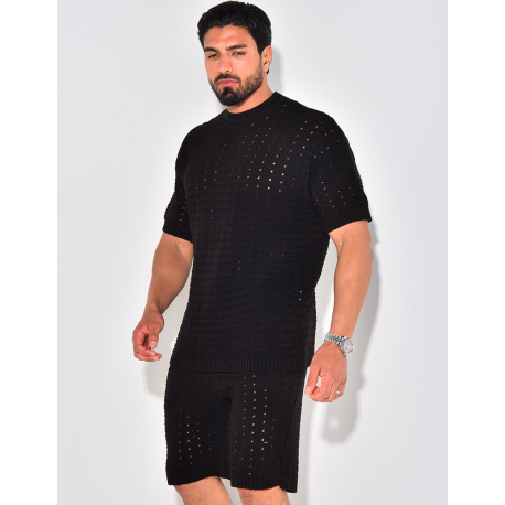 Ensemble short et t-shirt ajouré Ensemble short et t-shirt ajouré