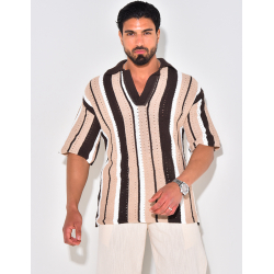 Polo ajouré à rayures