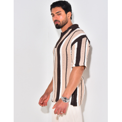 Polo ajouré à rayures