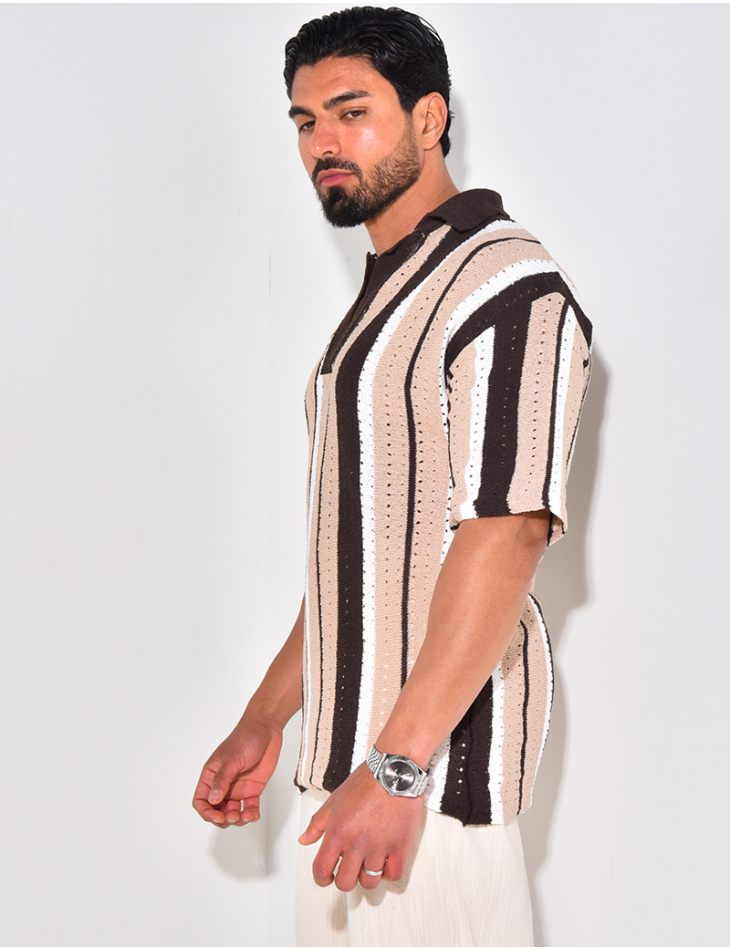 Polo ajouré à rayures