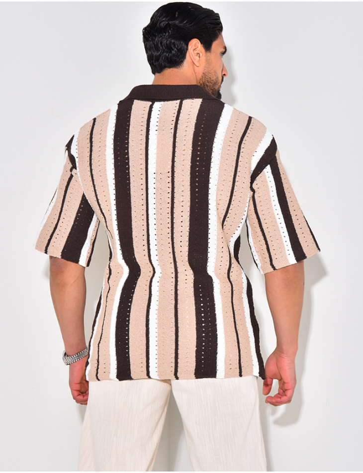 Polo ajouré à rayures