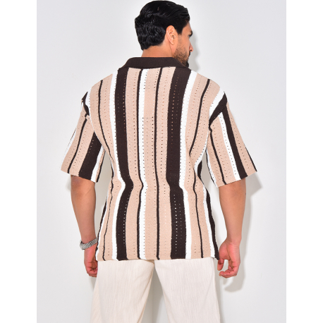 Polo ajouré à rayures