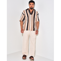 Polo ajouré à rayures