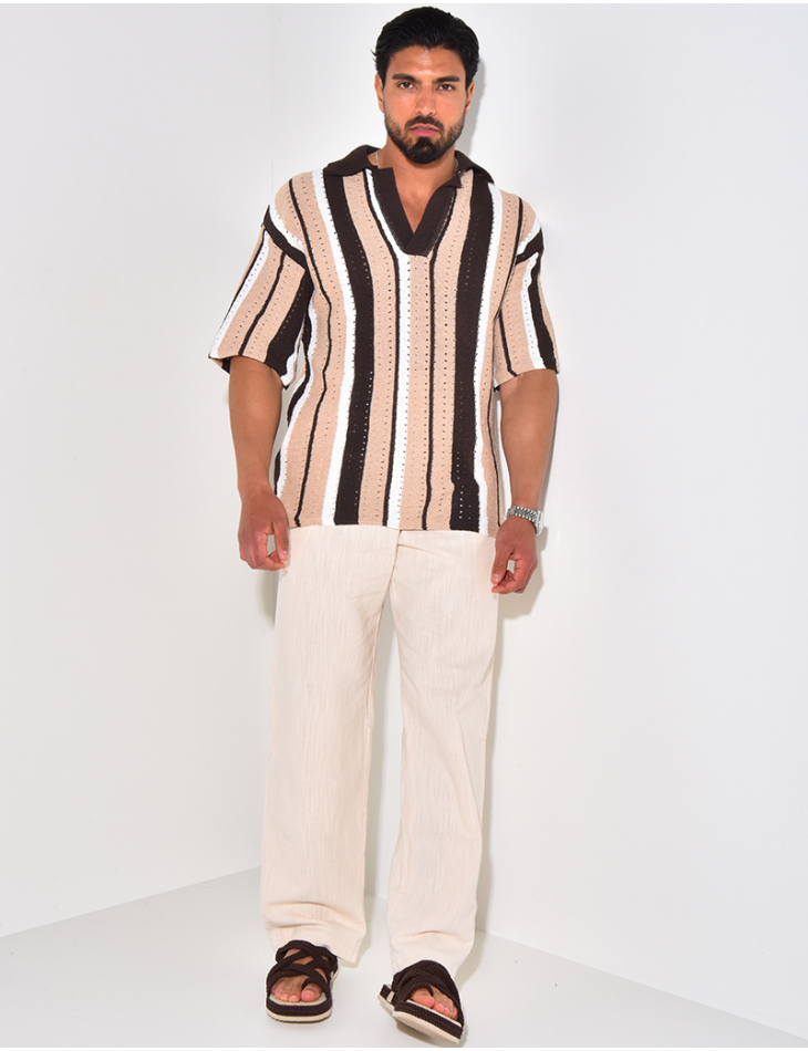 Polo ajouré à rayures