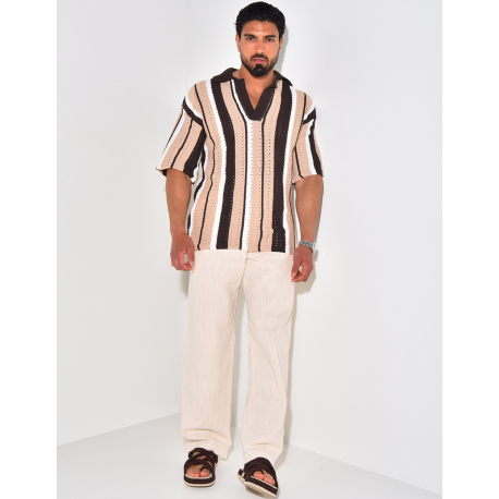 Polo ajouré à rayures