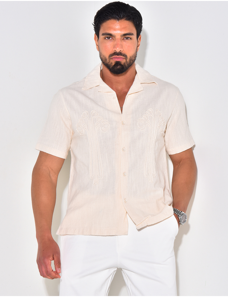 Chemise à motifs brodés en lin Chemise à motifs brodés en lin