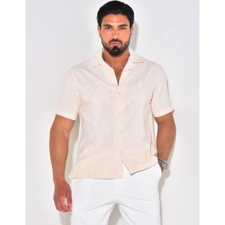 Chemise à motifs brodés en lin Chemise à motifs brodés en lin