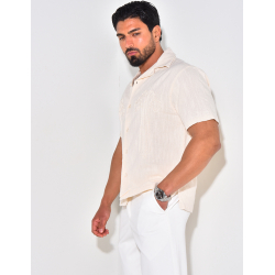 Chemise à motifs brodés en lin Chemise à motifs brodés en lin