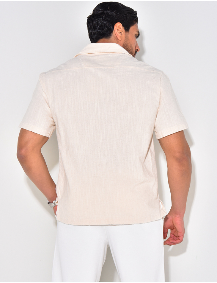 Chemise à motifs brodés en lin Chemise à motifs brodés en lin