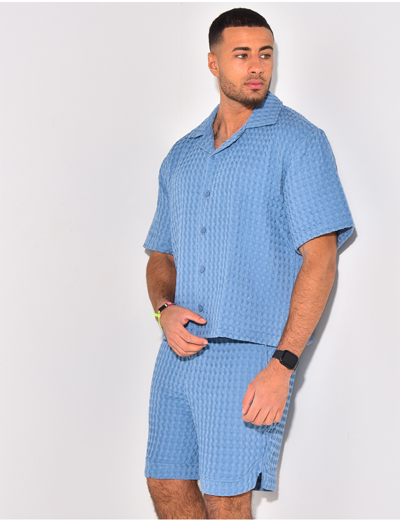 Ensemble short et chemise texturé