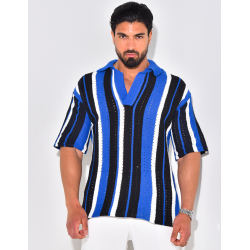 Polo ajouré à rayures