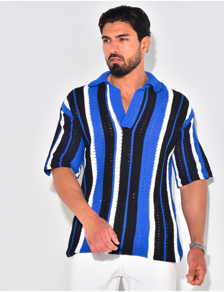 Polo ajouré à rayures