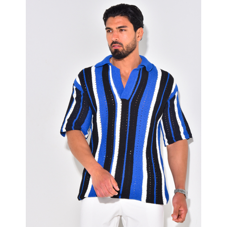 Polo ajouré à rayures