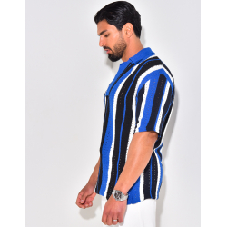 Polo ajouré à rayures