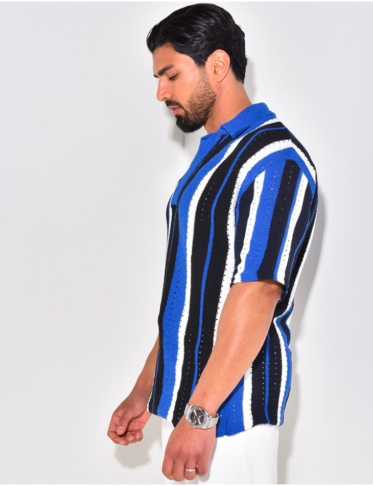 Polo ajouré à rayures