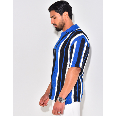 Polo ajouré à rayures