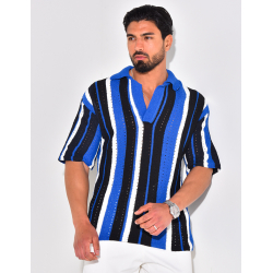 Polo ajouré à rayures