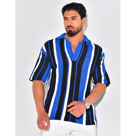 Polo ajouré à rayures