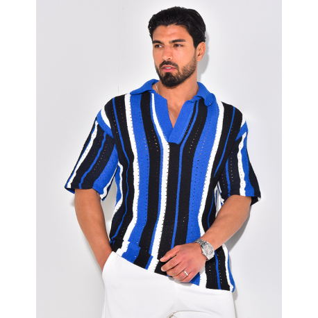 Polo ajouré à rayures