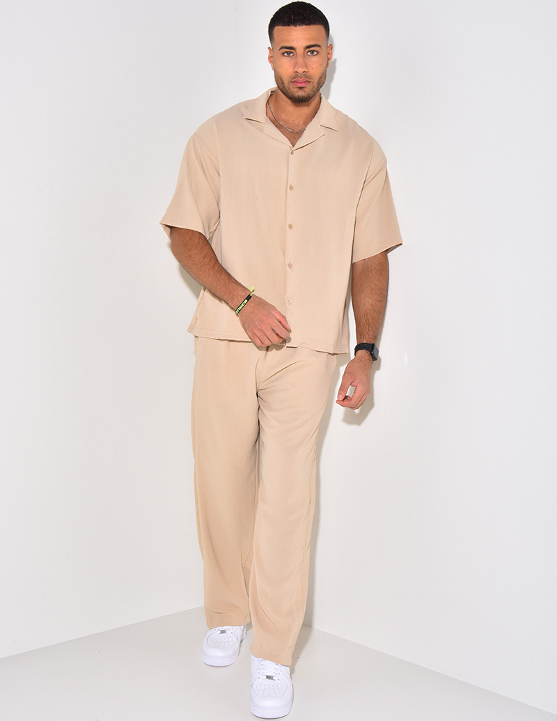 Ensemble fluide à rayures pantalon et chemise