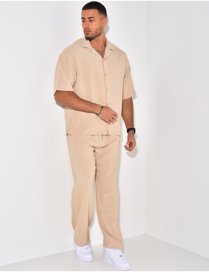 Ensemble fluide à rayures pantalon et chemise Ensemble fluide à rayures pantalon et chemise